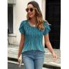 imageZeagoo Womens Tops Petal Short Sleeve Summer Casual Crew Neck Shirts Floral Solid Blouse Pleated TunicsXh363