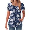imageZeagoo Womens Tops Petal Short Sleeve Summer Casual Crew Neck Shirts Floral Solid Blouse Pleated TunicsBf126