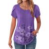 imageZeagoo Womens Tops Petal Short Sleeve Summer Casual Crew Neck Shirts Floral Solid Blouse Pleated TunicsBf97