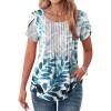 imageZeagoo Womens Tops Petal Short Sleeve Summer Casual Crew Neck Shirts Floral Solid Blouse Pleated TunicsSp25
