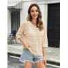 imageZeagoo Womens Summer Crochet Off The Shoulder Hollow Out Knit Tops 2025 V Neck 34 Sleeve Sweater TopApricot