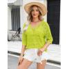 imageZeagoo Womens Summer Crochet Off The Shoulder Hollow Out Knit Tops 2025 V Neck 34 Sleeve Sweater TopGreen
