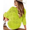 imageZeagoo Womens Summer Crochet Off The Shoulder Hollow Out Knit Tops 2025 V Neck 34 Sleeve Sweater TopGreen