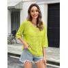 imageZeagoo Womens Summer Crochet Off The Shoulder Hollow Out Knit Tops 2025 V Neck 34 Sleeve Sweater TopGreen