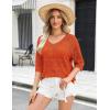imageZeagoo Womens Summer Crochet Off The Shoulder Hollow Out Knit Tops 2025 V Neck 34 Sleeve Sweater TopOrange