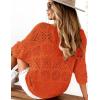 imageZeagoo Womens Summer Crochet Off The Shoulder Hollow Out Knit Tops 2025 V Neck 34 Sleeve Sweater TopOrange