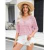 imageZeagoo Womens Summer Crochet Off The Shoulder Hollow Out Knit Tops 2025 V Neck 34 Sleeve Sweater TopPink