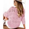 imageZeagoo Womens Summer Crochet Off The Shoulder Hollow Out Knit Tops 2025 V Neck 34 Sleeve Sweater TopPink
