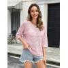 imageZeagoo Womens Summer Crochet Off The Shoulder Hollow Out Knit Tops 2025 V Neck 34 Sleeve Sweater TopPink