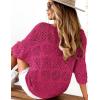 imageZeagoo Womens Summer Crochet Off The Shoulder Hollow Out Knit Tops 2025 V Neck 34 Sleeve Sweater TopRose Red