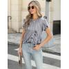imageZeagoo Womens Tops Petal Short Sleeve Summer Casual Dressy Shirts Floral Solid Blouse Pleated Tunics SXXLDh62