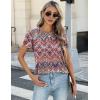 imageZeagoo Womens Tops Petal Short Sleeve Summer Casual Dressy Shirts Floral Solid Blouse Pleated Tunics SXXLMz379