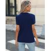 imageZeagoo Womens Tops Petal Short Sleeve Summer Casual Dressy Shirts Floral Solid Blouse Pleated Tunics SXXLNavy Blue