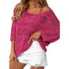 imageZeagoo Womens Summer Crochet Off The Shoulder Hollow Out Knit Tops 2025 V Neck 34 Sleeve Sweater TopRose Red