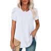 imageZeagoo Womens Tops Petal Short Sleeve Summer Casual Dressy Shirts Floral Solid Blouse Pleated Tunics SXXLWhite