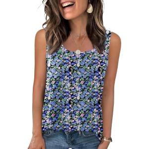 imageZeagoo Womens Loose Fit Tank Tops Summer Scoop Neck Tops Casual Flowy Sleeveless Tunic Shirts 2025Blue Floral