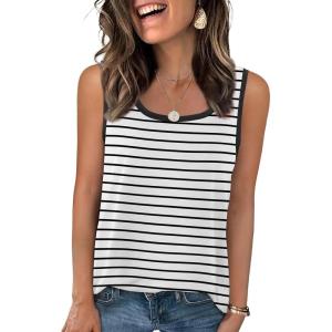 imageZeagoo Womens Loose Fit Tank Tops Summer Scoop Neck Tops Casual Flowy Sleeveless Tunic Shirts 2025Striped Black