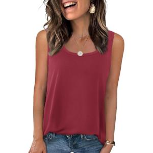 imageZeagoo Womens Loose Fit Tank Tops Summer Scoop Neck Tops Casual Flowy Sleeveless Tunic Shirts 2025Wine Red