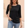 imageZeagoo Womens Casual 34 Sleeve TShirts Round Neck Cute Tunic Tops Basic Tees Blouses Business Work Tee TopBlack