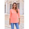 imageZeagoo Womens Casual 34 Sleeve TShirts Round Neck Cute Tunic Tops Basic Tees Blouses Business Work Tee TopCoral