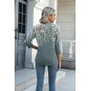 imageZeagoo Womens Casual 34 Sleeve TShirts Round Neck Cute Tunic Tops Basic Tees Blouses Business Work Tee TopGrey Flowerwf71