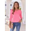 imageZeagoo Womens Casual 34 Sleeve TShirts Round Neck Cute Tunic Tops Basic Tees Blouses Business Work Tee TopHot Pink