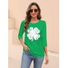 imageZeagoo Womens Casual 34 Sleeve TShirts Round Neck Cute Tunic Tops Basic Tees Blouses Business Work Tee TopLucky Clover