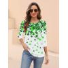 imageZeagoo Womens Casual 34 Sleeve TShirts Round Neck Cute Tunic Tops Basic Tees Blouses Business Work Tee TopLucky Clover Print