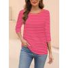 imageZeagoo Womens Casual 34 Sleeve TShirts Round Neck Cute Tunic Tops Basic Tees Blouses Business Work Tee TopPink Stripe