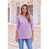 imageZeagoo Womens Casual 34 Sleeve TShirts Round Neck Cute Tunic Tops Basic Tees Blouses Business Work Tee TopPurple