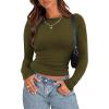 imageZeagoo Womens Long Sleeve Stretch Crewneck Ribbed TShirt Slim Fit Casual Basic Tops SXXLArmy Green