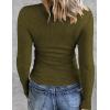 imageZeagoo Womens Long Sleeve Stretch Crewneck Ribbed TShirt Slim Fit Casual Basic Tops SXXLArmy Green