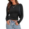 imageZeagoo Womens Long Sleeve Stretch Crewneck Ribbed TShirt Slim Fit Casual Basic Tops SXXLBlack