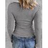 imageZeagoo Womens Long Sleeve Stretch Crewneck Ribbed TShirt Slim Fit Casual Basic Tops SXXLBlack Stripe