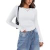 imageZeagoo Womens Long Sleeve Stretch Crewneck Ribbed TShirt Slim Fit Casual Basic Tops SXXLBlackwhitegrey