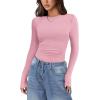imageZeagoo Womens Long Sleeve Stretch Crewneck Ribbed TShirt Slim Fit Casual Basic Tops SXXLBlackwhitepink