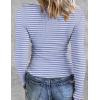 imageZeagoo Womens Long Sleeve Stretch Crewneck Ribbed TShirt Slim Fit Casual Basic Tops SXXLBlue Stripe