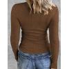 imageZeagoo Womens Long Sleeve Stretch Crewneck Ribbed TShirt Slim Fit Casual Basic Tops SXXLBrown