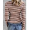 imageZeagoo Womens Long Sleeve Stretch Crewneck Ribbed TShirt Slim Fit Casual Basic Tops SXXLBrown Stripe