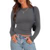 imageZeagoo Womens Long Sleeve Stretch Crewneck Ribbed TShirt Slim Fit Casual Basic Tops SXXLCharcoal Grey