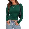 imageZeagoo Womens Long Sleeve Stretch Crewneck Ribbed TShirt Slim Fit Casual Basic Tops SXXLDark Green