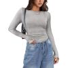 imageZeagoo Womens Long Sleeve Stretch Crewneck Ribbed TShirt Slim Fit Casual Basic Tops SXXLGrey