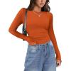 imageZeagoo Womens Long Sleeve Stretch Crewneck Ribbed TShirt Slim Fit Casual Basic Tops SXXLOrange