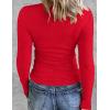 imageZeagoo Womens Long Sleeve Stretch Crewneck Ribbed TShirt Slim Fit Casual Basic Tops SXXLRed