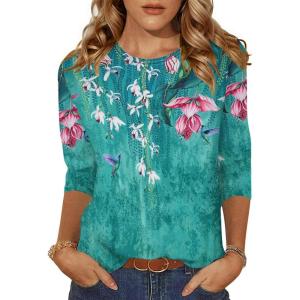 imageZeagoo Womens Casual 34 Sleeve TShirts Round Neck Cute Tunic Tops Basic Tees Blouses Business Work Tee TopBf111