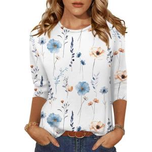 imageZeagoo Womens Casual 34 Sleeve TShirts Round Neck Cute Tunic Tops Basic Tees Blouses Business Work Tee TopBf112