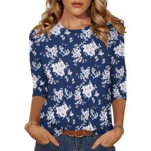 imageZeagoo Womens Casual 34 Sleeve TShirts Round Neck Cute Tunic Tops Basic Tees Blouses Business Work Tee TopBf126