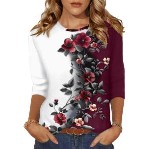 imageZeagoo Womens Casual 34 Sleeve TShirts Round Neck Cute Tunic Tops Basic Tees Blouses Business Work Tee TopBf183