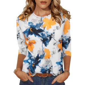 imageZeagoo Womens Casual 34 Sleeve TShirts Round Neck Cute Tunic Tops Basic Tees Blouses Business Work Tee TopDh637