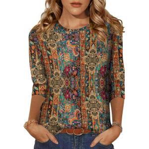 imageZeagoo Womens Casual 34 Sleeve TShirts Round Neck Cute Tunic Tops Basic Tees Blouses Business Work Tee TopMz721